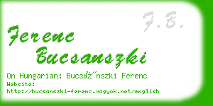 ferenc bucsanszki business card
